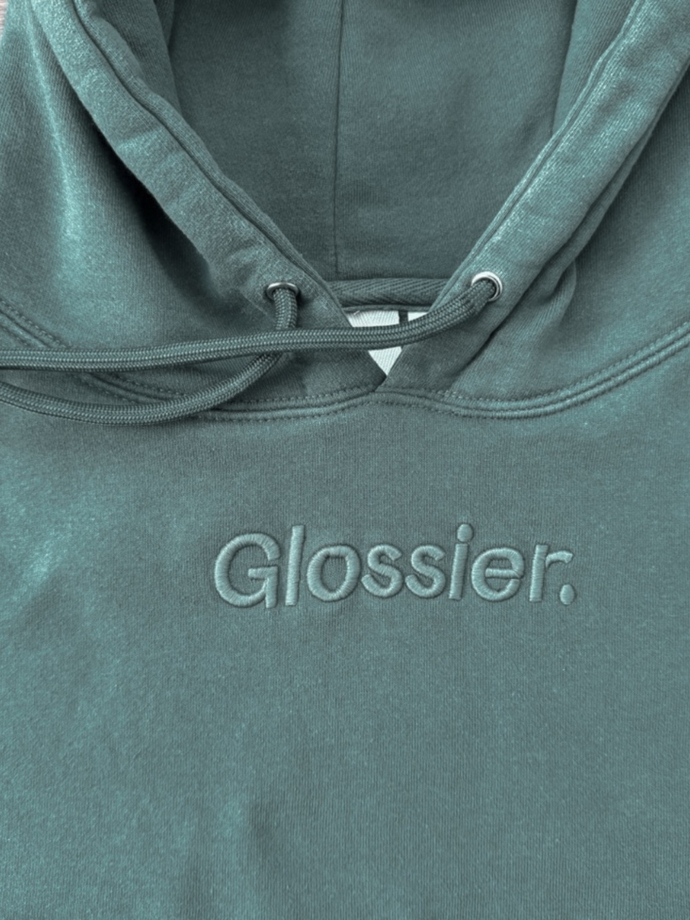 Glossier Limited Edition Embroidered Soft Sage Green Hoodie Size Small - Picture 2 of 8